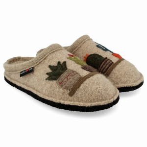 Haflinger Cactus Novelty Pantoffels Heren Beige | GRW6786UT