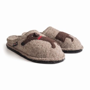 Haflinger Doggy Novelty Pantoffels Dames Beige | FVE8436CS