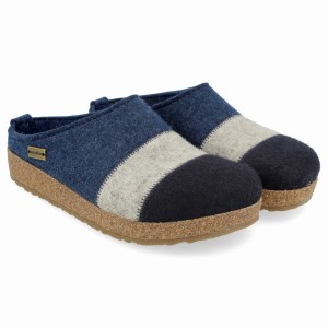 Haflinger Lines Klompen Dames Blauw Zwart Wit | WFN9566QK