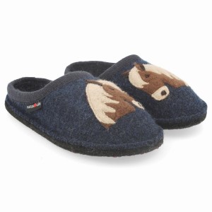 Haflinger Poni Novelty Pantoffels Heren Blauw | POS751CC