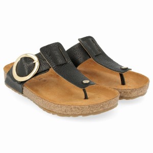 Haflinger Round Gesp Corinna Sandalen Dames Zwart | WOS10062KI