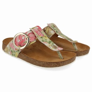 Haflinger Round Gesp Corinna Sandalen Dames Roze Groen | RRX1382RZ