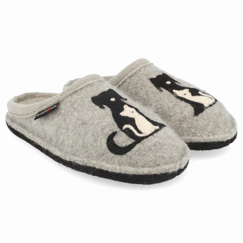 Haflinger Canegatto Novelty Pantoffels Dames Zilver Grijs | BEY5937DZ