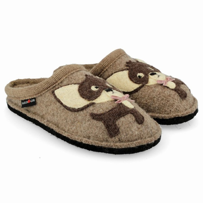 Haflinger Chihuahua Novelty Pantoffels Dames Bruin | FOC6733RQ