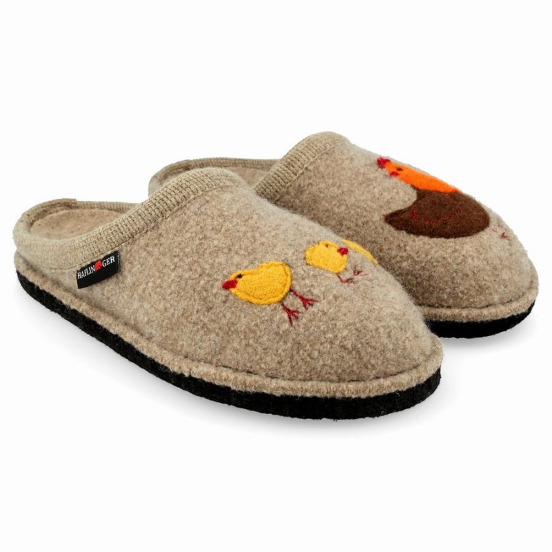 Haflinger Gallina Novelty Pantoffels Dames Beige | BWW6931WB