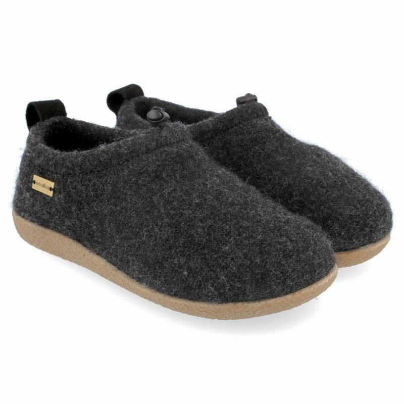 Haflinger Guido zachte zool Pantoffels Dames Donkergrijs | BHY9024FB