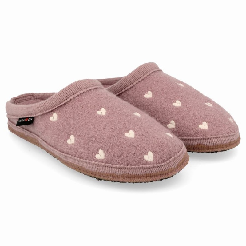 Haflinger Hearts zachte zool Pantoffels Dames Roze | OBV5453VN