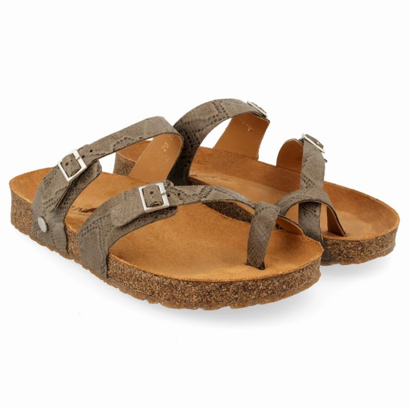 Haflinger Hedda Sandalen Dames Grijs Bruin | AMP7113YP