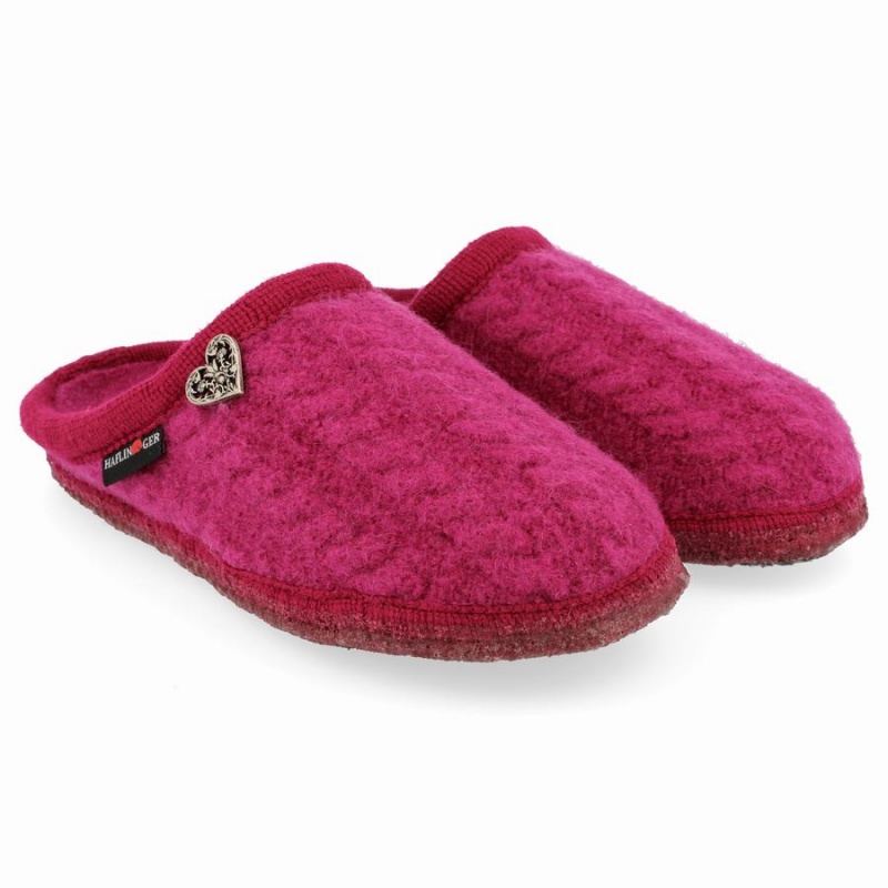 Haflinger Herzerl zachte zool Pantoffels Dames Roze Rood | GOK229VZ