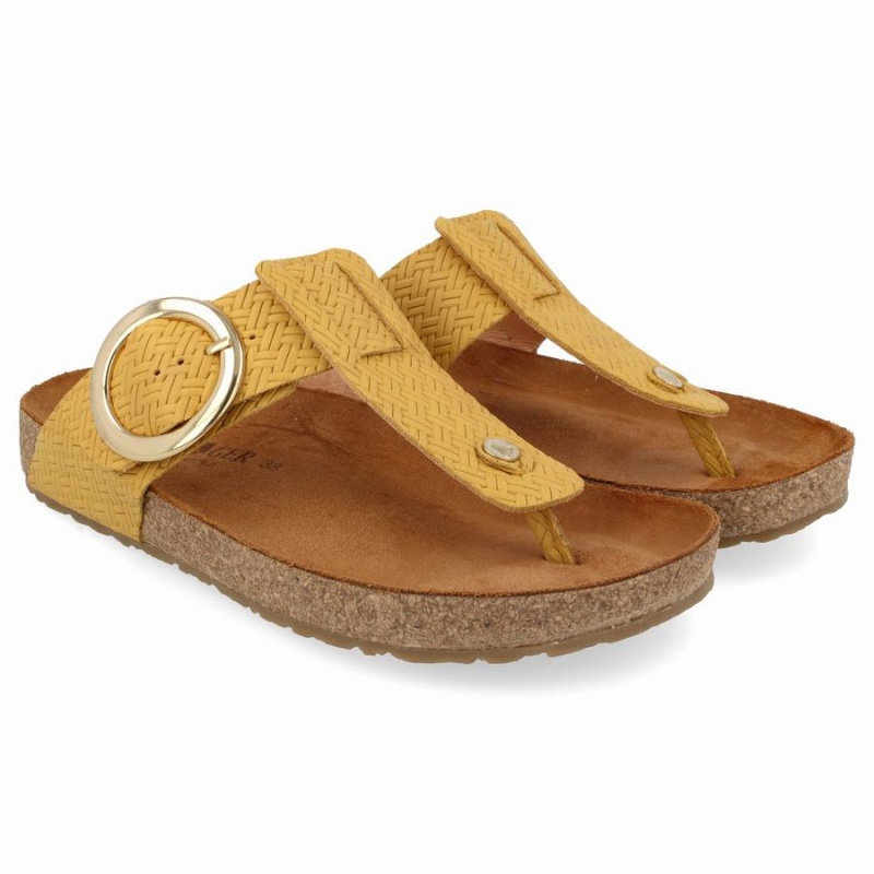 Haflinger Round Gesp Corinna Sandalen Dames Geel | LGB953HJ