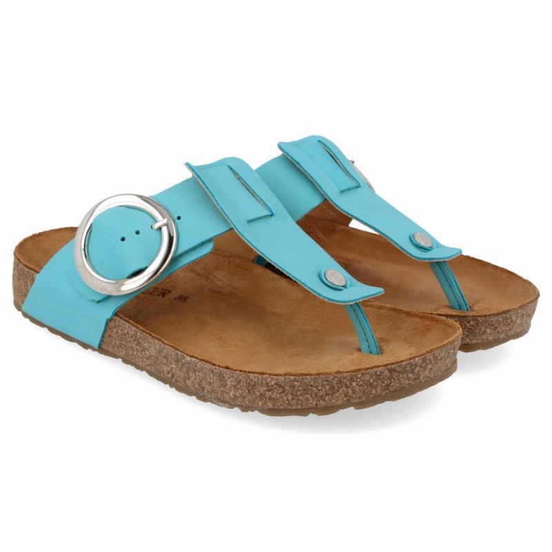 Haflinger Round Gesp Corinna Sandalen Dames Turquoise | CHS7416OK