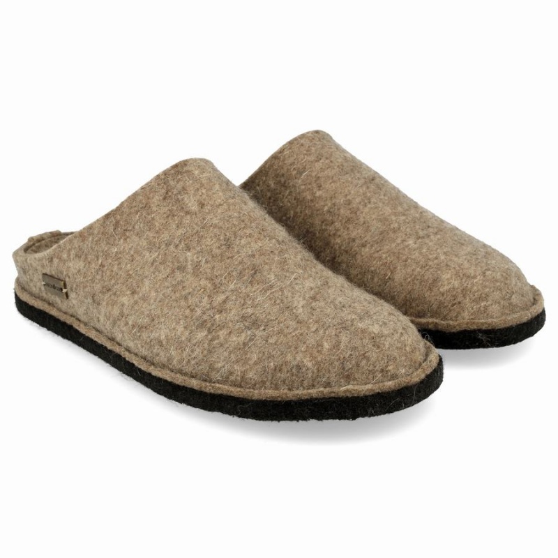 Haflinger Soft Novelty Pantoffels Heren Beige | NPH672VT